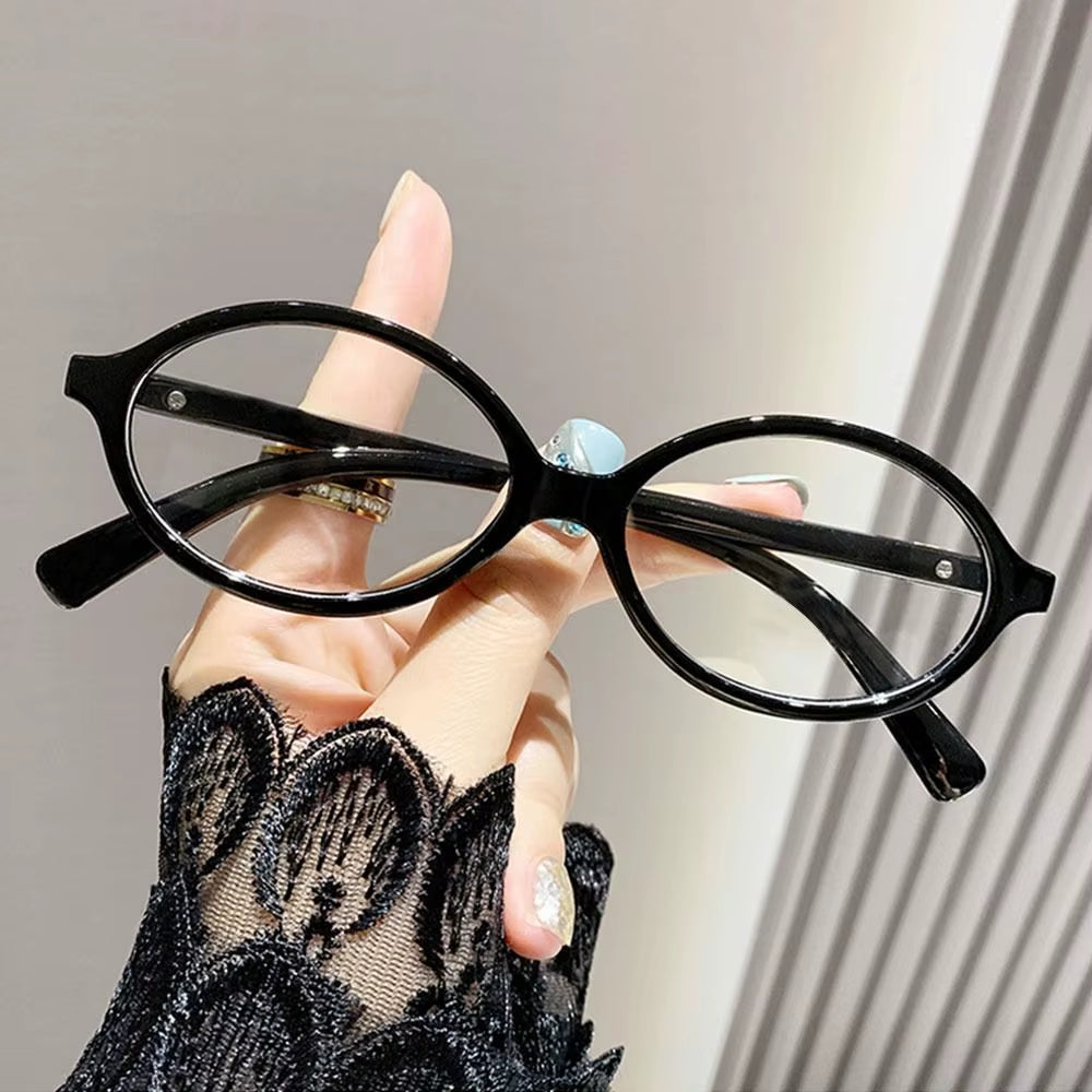 Korea Retro Oval Glasses Frame Women Lovely Ins No Makeup Plain Glasses Men Eyewear Cute Decorative Computer Glasses