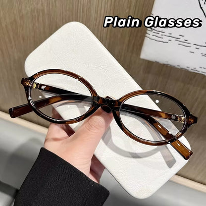 Oval Small Frame Retro Female Korean Plain Glasses Anti-Blue Light Eyeglasses Eye Protection Ladies Optical Spectacle Eyeglass