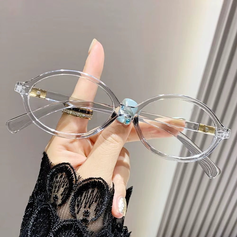 Korea Retro Oval Glasses Frame Women Lovely Ins No Makeup Plain Glasses Men Eyewear Cute Decorative Computer Glasses