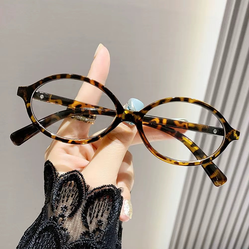 Korea Retro Oval Glasses Frame Women Lovely Ins No Makeup Plain Glasses Men Eyewear Cute Decorative Computer Glasses