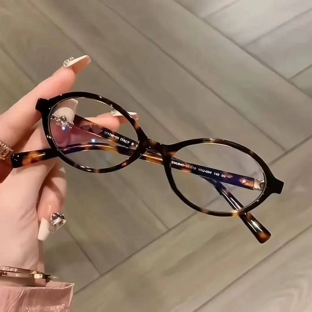 Korea Retro Oval Glasses Frame Women Lovely Ins No Makeup Plain Glasses Men Eyewear Cute Decorative Computer Glasses