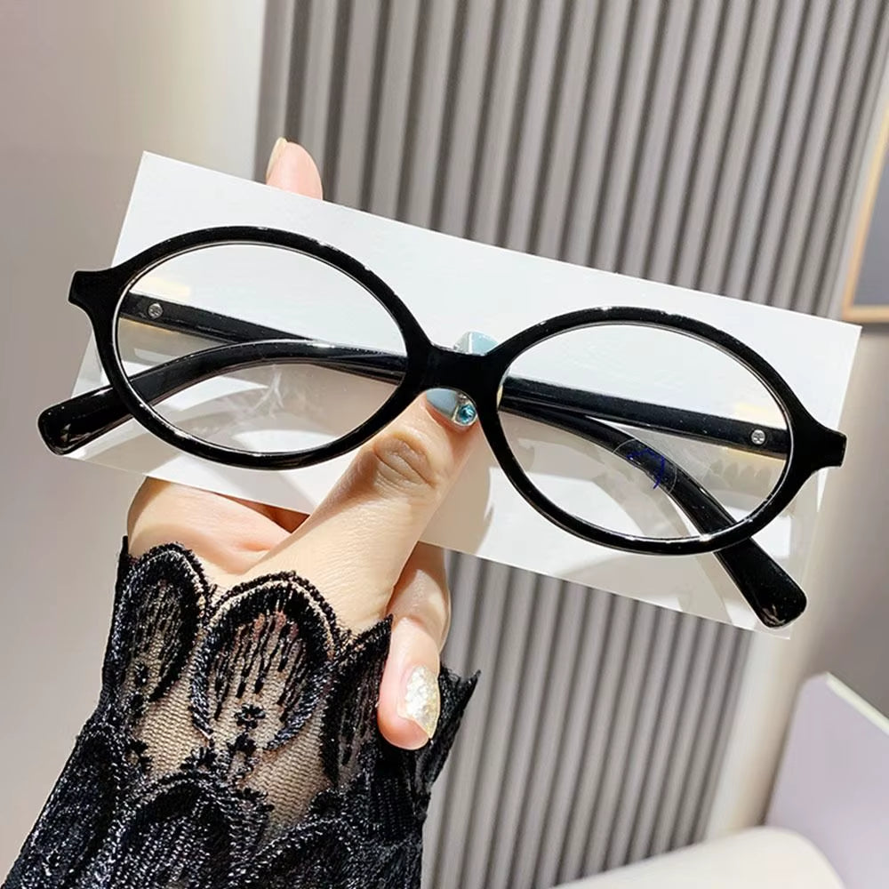 Korea Retro Oval Glasses Frame Women Lovely Ins No Makeup Plain Glasses Men Eyewear Cute Decorative Computer Glasses